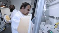 Two scientists at work in lab
